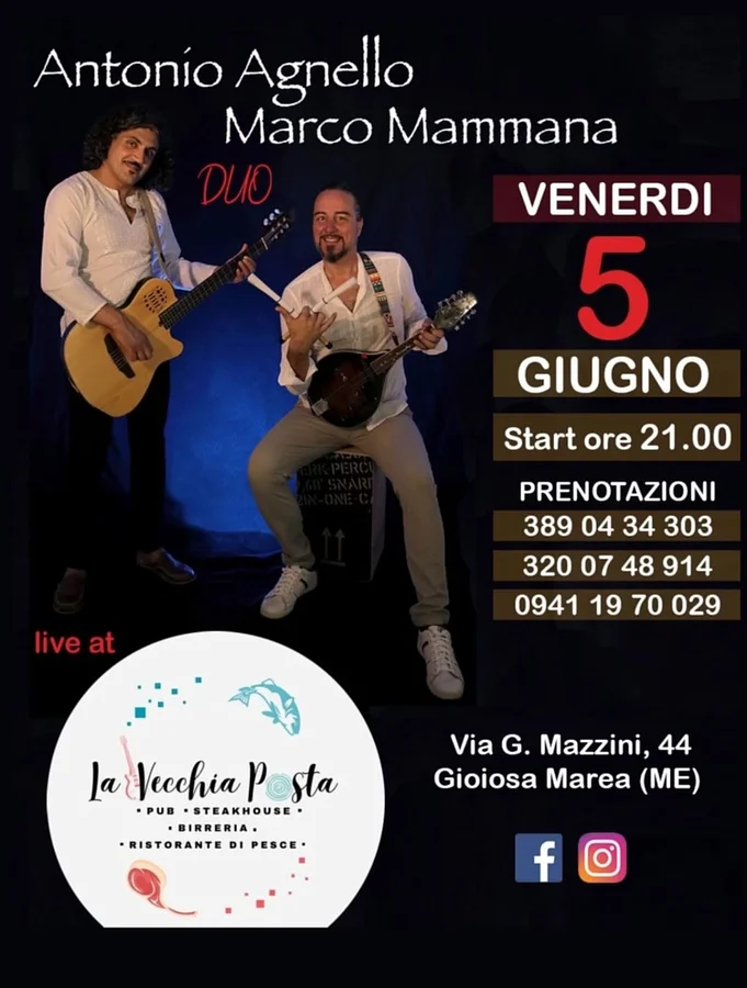 Musica dal vivo con il duo Antonio Agnello & Marco Mammana alla Vecchia Posta · Ttattà Go
