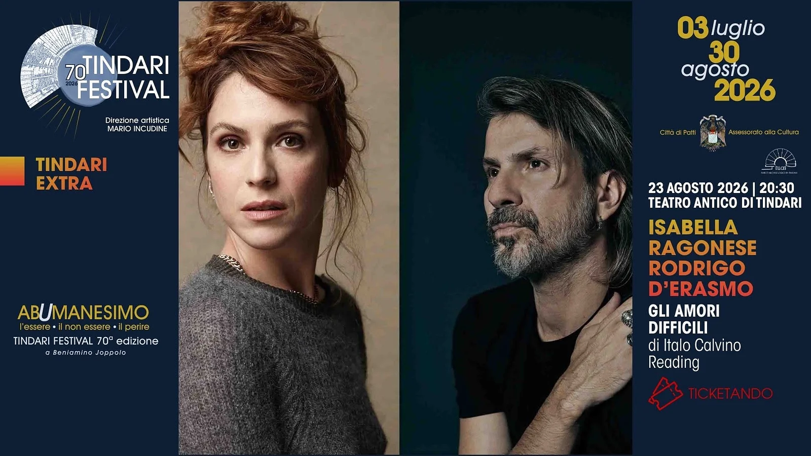 Isabella Ragonese, Rodrigo D’Erasmo - GLI AMORI DIFFICILI | TINDARI FESTIVAL 70 | Extra · Ttattà Go