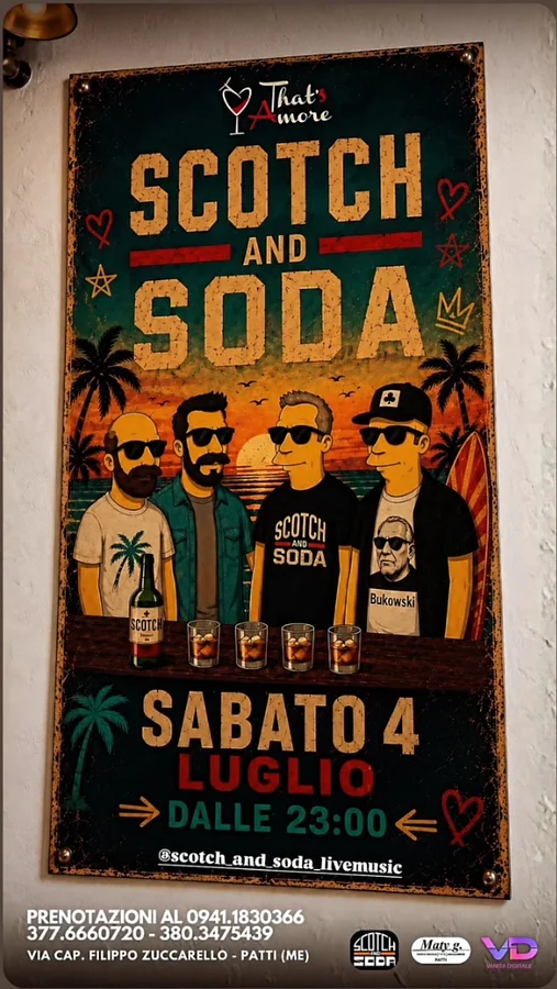 SCOTCH AND SODA LIVE al That's Amore  · Ttattà Go