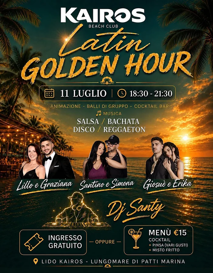Latin Golden Hour al Lido Kairos Beach Club · Ttattà Go