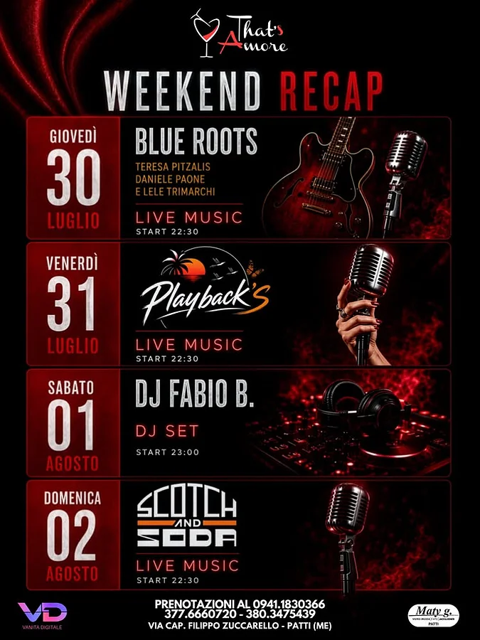Weekend live music at That's Amore · Ttattà Go